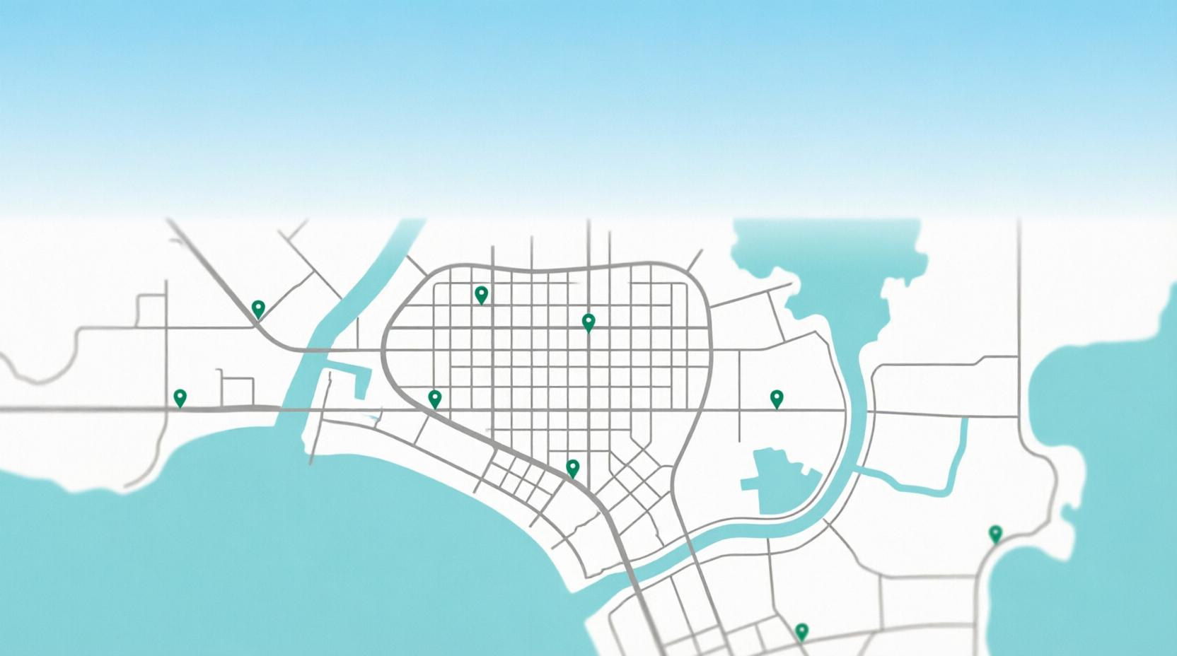 Minimalist illustrated map of Sarasota, Florida neighborhood with location markers